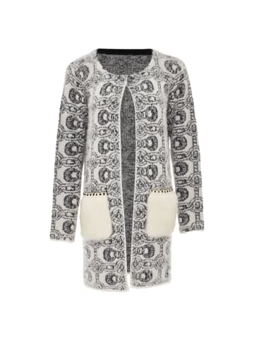faina Damen Strickjacke in Wollweiss Schwarz