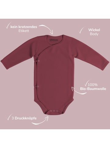 Sämann Baby Wickelbody aus 100% Bio-Baumwolle langarm nicht gerippt Raspberry