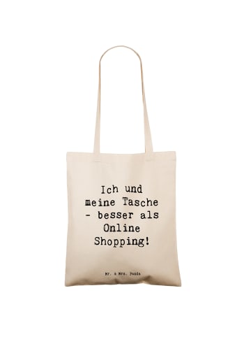 Mr. & Mrs. Panda Shopper Spruch Tragetasche Freude mit Spruch in Creme