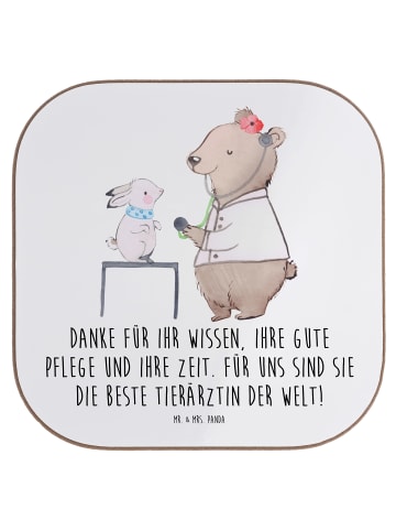 Mr. & Mrs. Panda Holz Untersetzer Beste Tierärztin mit Spruch in Weiß