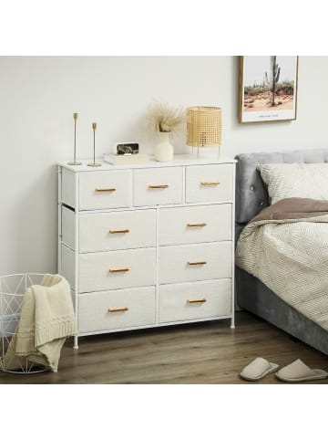 HOMCOM Kommode-100L x 30B x 99H cm-Cremeweiß