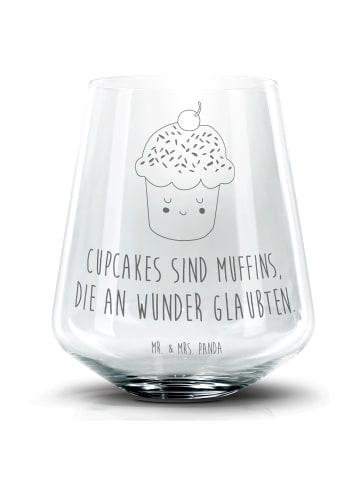 Mr. & Mrs. Panda Blümchentail Glas Cupcake mit Spruch in Transparent