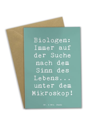 Mr. & Mrs. Panda Grußkarte Spruch Biologin Mikroskop mit Spruch in Meeresbrise