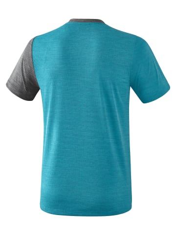 erima 5-C T-Shirt in oriental blue melange/grau melange/weiss