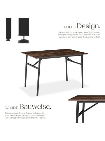 tectake Esstisch Swansea 120 x 75 x 76 cm, Industrial Holz dunkel, rustikal