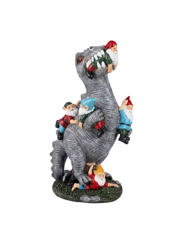 relaxdays Gartenfigur "Dinosaurier frisst Gartenzwerge" in Bunt