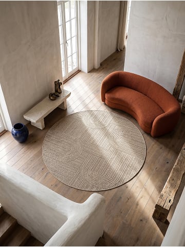 KADIMA DESIGN Rundteppich Geometrisch flachgewebt pflegeleicht Wohnzimmer Flur in Natur