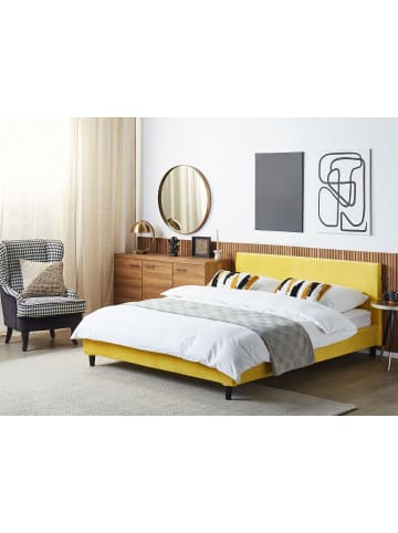 Beliani Doppelbett FITOU in Gelb/Braun - (W) 170 x (H) 87 x (L) 214 cm