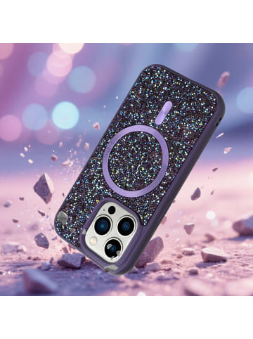 cadorabo Hülle für Apple iPhone 14 PRO MAX Glitzer Schutzhülle in Lila