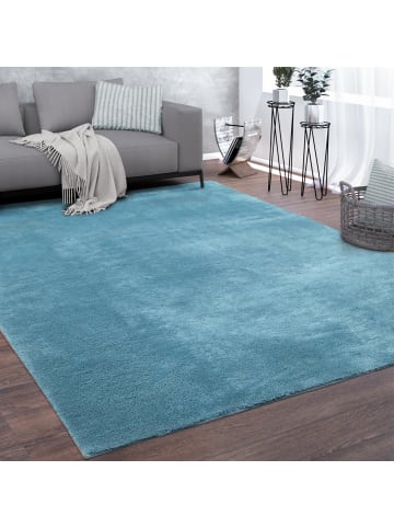 KADIMA DESIGN Teppich Kurzflor waschbar Unifarben Wohnzimmer in Türkis