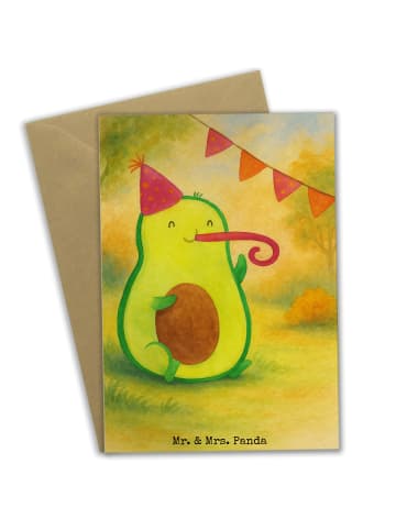 Mr. & Mrs. Panda Grußkarte Avocado Geburtstag Design ohne Spruch in Weiß