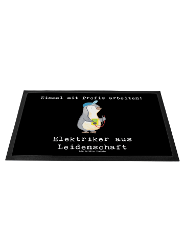 Mr. & Mrs. Panda Fussmatte Elektriker Leidenschaft mit Spruch in Schwarz