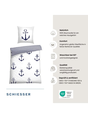 Schiesser Renforcé-Bettwäsche-Set Marina in Weiß