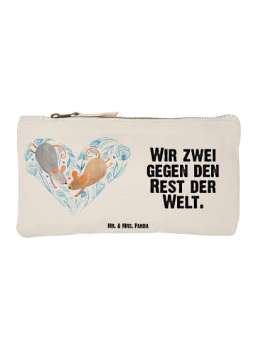 Mr. & Mrs. Panda Schminktasche Mäuse Herz mit Spruch in Weiß