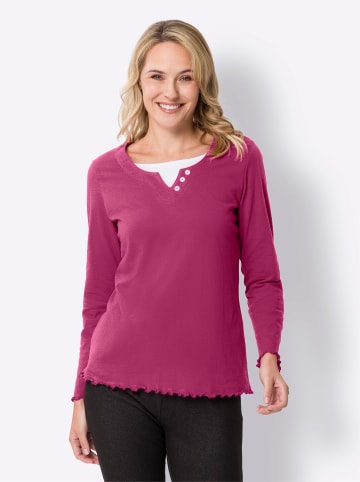 Sieh an! 2-in-1-Langarmshirt in magenta-weiß