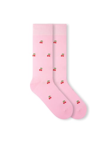 von Jungfeld Motivsocken FRUITY ICONS in Cherry - Rose Pink