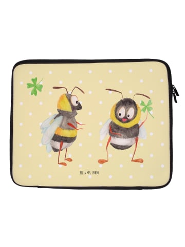 Mr. & Mrs. Panda Laptop Tasche Hummeln Kleeblatt ohne Spruch in Gelb Pastell