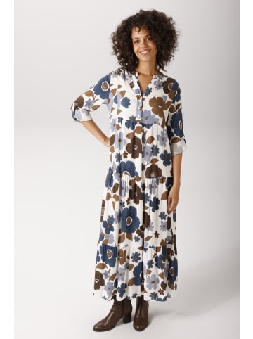 Aniston CASUAL Maxikleid in wollweiß-marine-braun-rauchblau-dunkelbraun