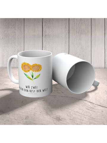 Mr. & Mrs. Panda Tasse Blume Sonnenblume mit Spruch in Weiß