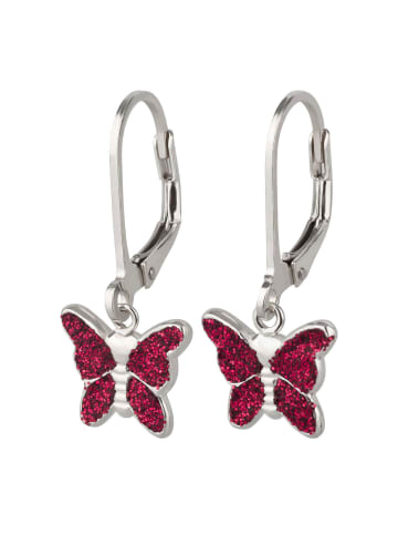 schmuck23 Ohrringe 925 Silber Schmetterling in Rot