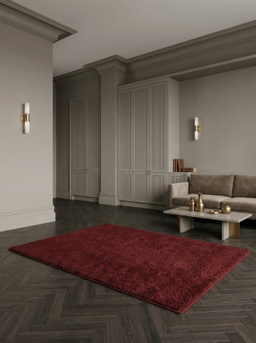 KADIMA DESIGN Teppich Kurzflor Waschbar Einfarbig MAIN Strapazierfähig OEKO-TEX in Rot