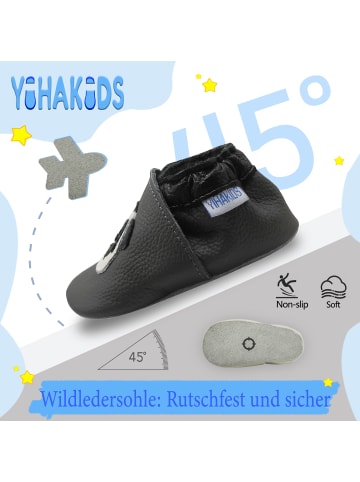 Yihakids Baby Krabbelschuhe aus Leder, weiche Lauflernschuhe mit rutschfester Sohle 