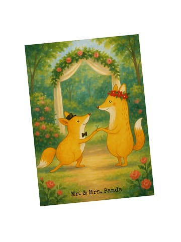 Mr. & Mrs. Panda Ansichtskarte Füchse Hochzeit Design ohne Spruch in Weiß