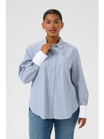 KAFFE curve Langarm - Hemd KCmelina Loose fit in Windward blue melange stripe