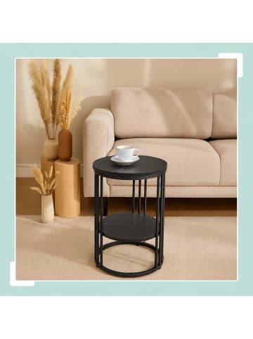 relaxdays Beistelltisch in Schwarz - (B)40 x (H)56 x ø 40 cm
