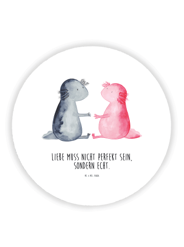 Mr. & Mrs. Panda Rund Magnet Axolotl Liebe mit Spruch in Weiß