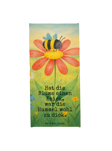 Mr. & Mrs. Panda Badehandtuch Hummel Blume Design mit Spruch in Gelb Pastell
