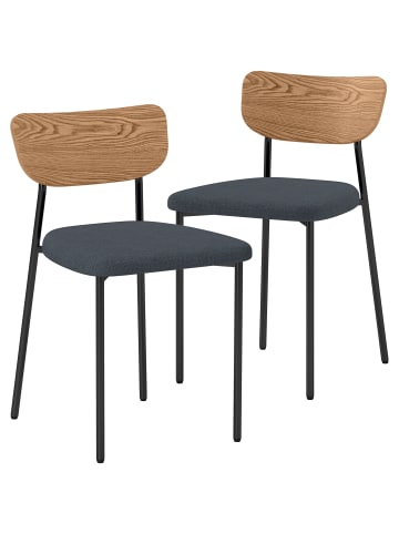 HOMCOM Esszimmerstühle-49L x 45B x 76H cm-Grau+Naturholz