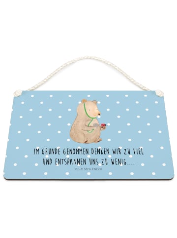 Mr. & Mrs. Panda Schild Bär Arzt mit Spruch in Blau Pastell