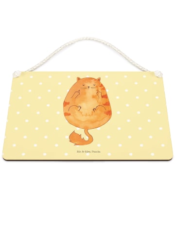 Mr. & Mrs. Panda Deko Schild Katze Mittelfinger ohne Spruch in Gelb Pastell