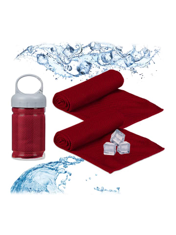 relaxdays 2er-Set: Kühlhandtuch in Rot - 90 x 30 cm