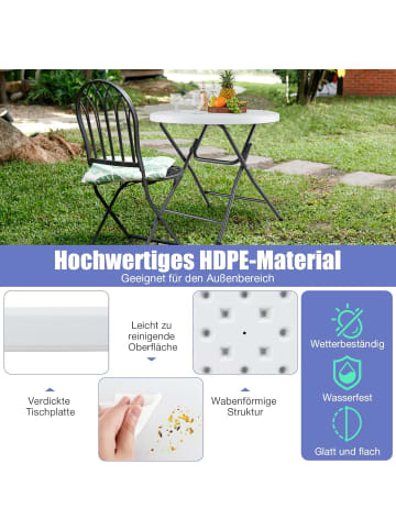 COSTWAY Gartentisch klappbar Ø81cm in Weiß
