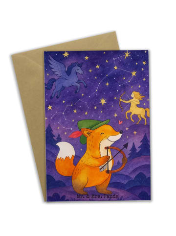 Mr. & Mrs. Panda Grußkarte Schütze Astrologie Design ohne Spruch in Weiß