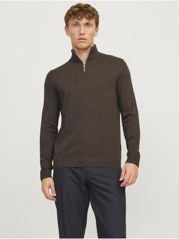 Jack & Jones Strickjacke mit Viertelreißverschluss in Mulch