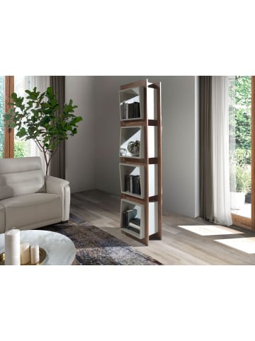 Angel Cerdá Regal 3027 in Grau / Walnuss – (B)50 x (H)200 x (T)41 cm