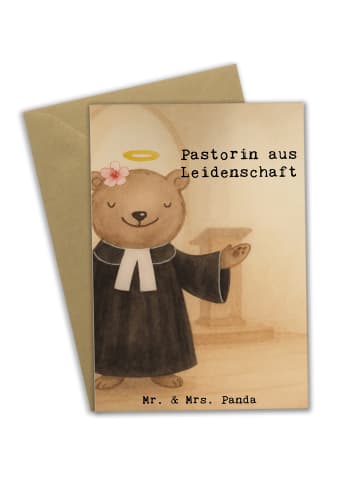 Mr. & Mrs. Panda Klappkarte Pastorin Leidenschaft Design mit Spruch in Weiß