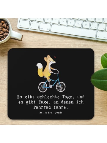 Mr. & Mrs. Panda Mousepad Fuchs Fahrrad fahren mit Spruch in Schwarz