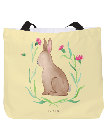 Mr. & Mrs. Panda Shopper Tasche Hase Sitzen ohne Spruch in Gelb Pastell