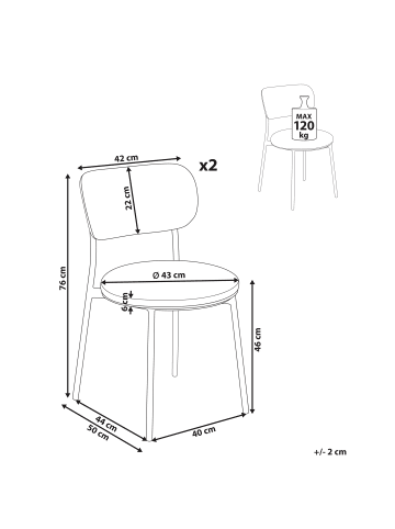 Beliani 2er-Set Esszimmerstuhl CASEY in Grün/Braun