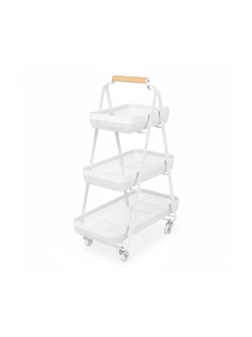 relaxdays Rollwagen in Weiß - (B)57 x (H)84,5 x (T)31 cm