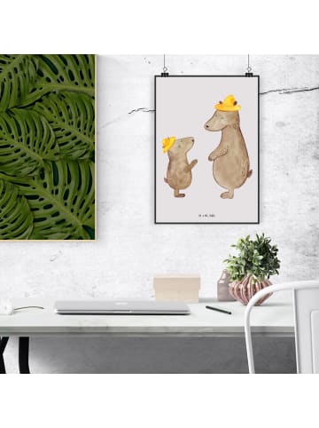 Mr. & Mrs. Panda Print Bären mit Hut ohne Spruch in Grau Pastell