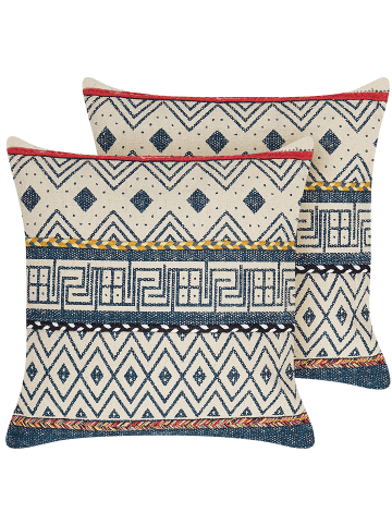Beliani 2er-Set Dekokissen SOUK in Bunt/Rot/Beige