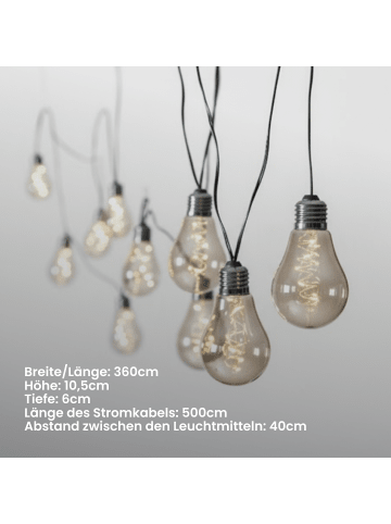 STAR Trading LED Lichterkette Innen 3,6 m, 10 LEDs, 2800K Tageslicht, IP44, 5 m Zul