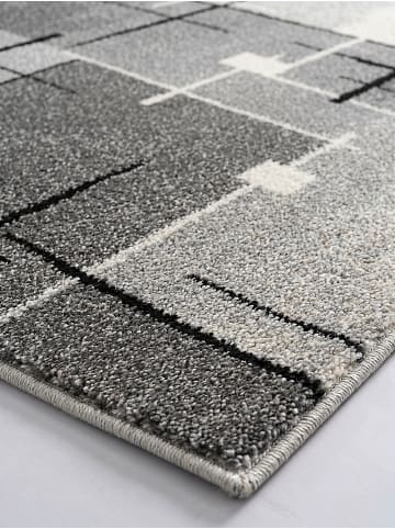 KADIMA DESIGN Teppich Niederflor Patchwork pflegeleicht Wohnzimmer Flur Esszimmer in Grau
