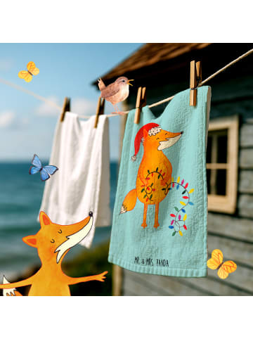 Mr. & Mrs. Panda Handtuch Fuchs Weihnachten ohne Spruch in Türkis Pastell