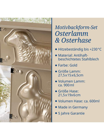 Dr. Oetker Osterbackformen-Set "Goldiges Ostern", Hase- und Lamm-Backform